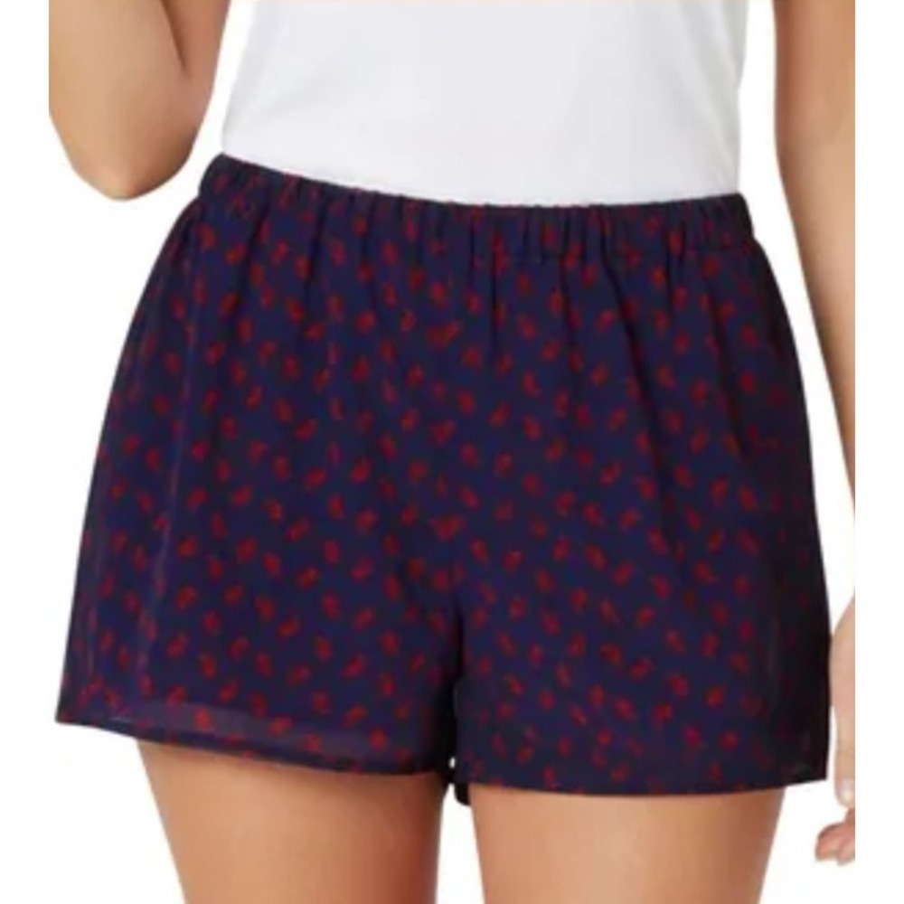Michael Kors Womens Navy Red Paisley Printed Elastic Waist Lined Shorts Sz XL